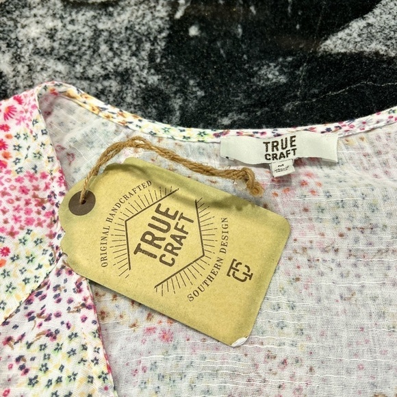 TRUE CRAFT NEW smocked elastic waist short sleeve mini dress with chest bow tie - Picture 12 of 14